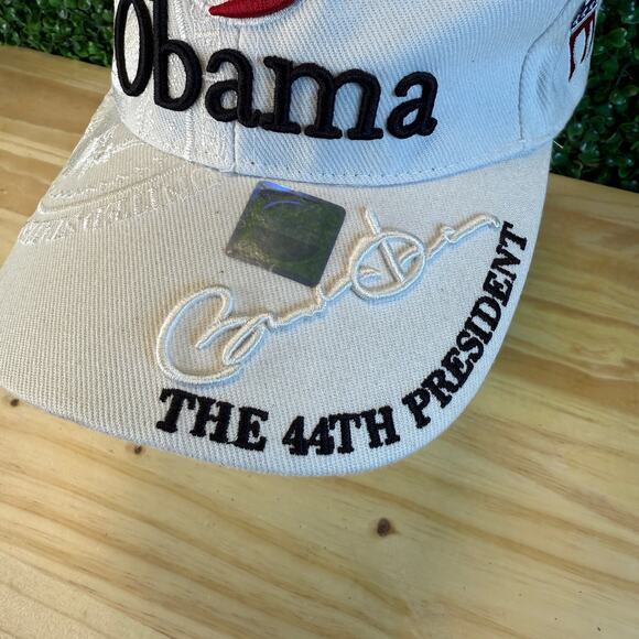 Barack Obama 44th President White Adjustable Embroidered Hat One Size OSFA - Picture 6 of 7